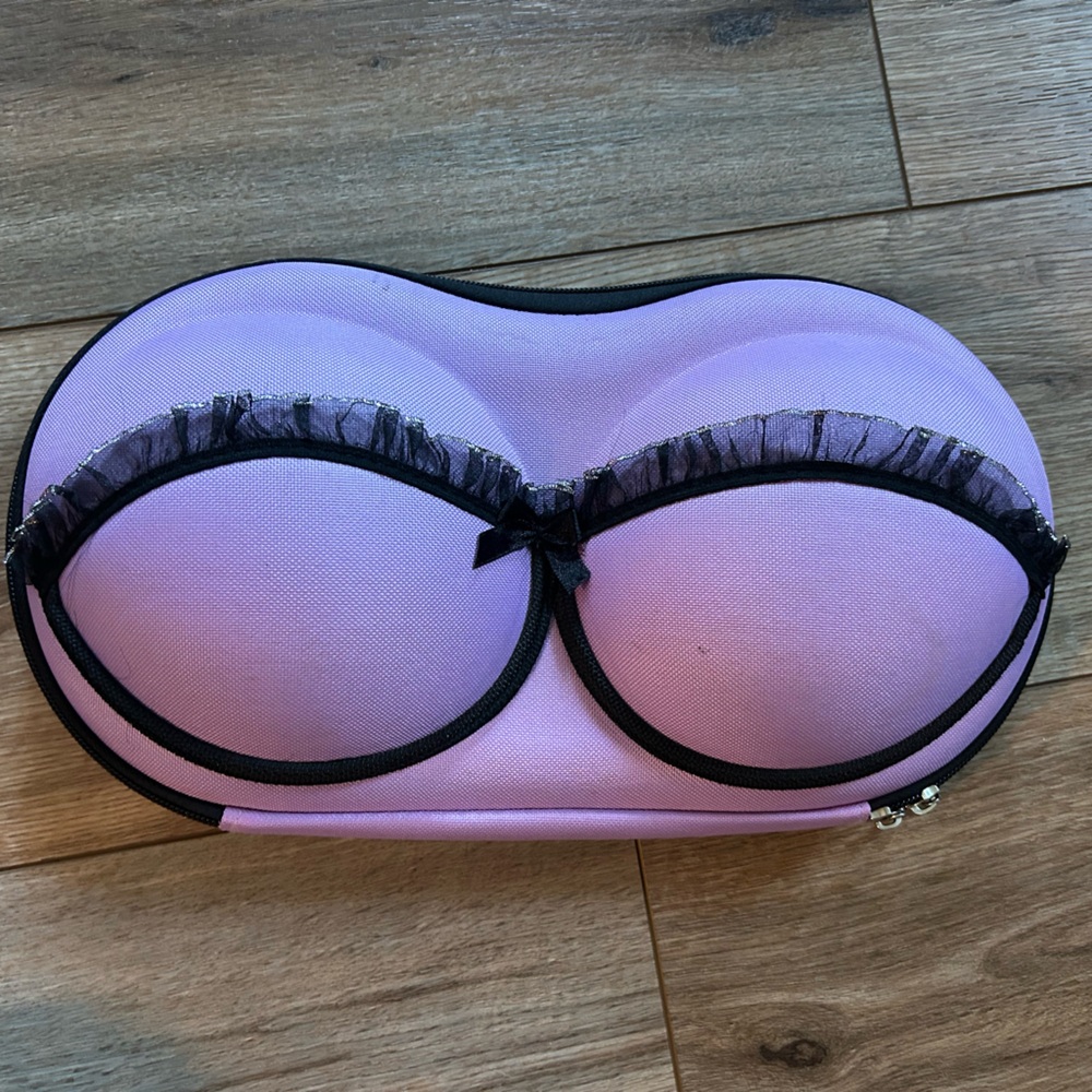 Purple Bra Travel Case with Black Trim